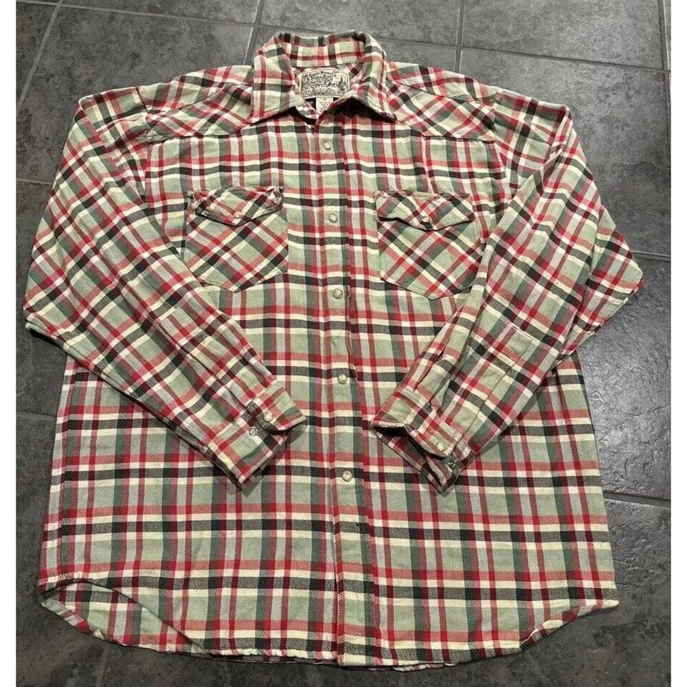 Mens TP Saddle Blanket Trading Co Southwestern Plaid Flannel Snap‎ Button Medium